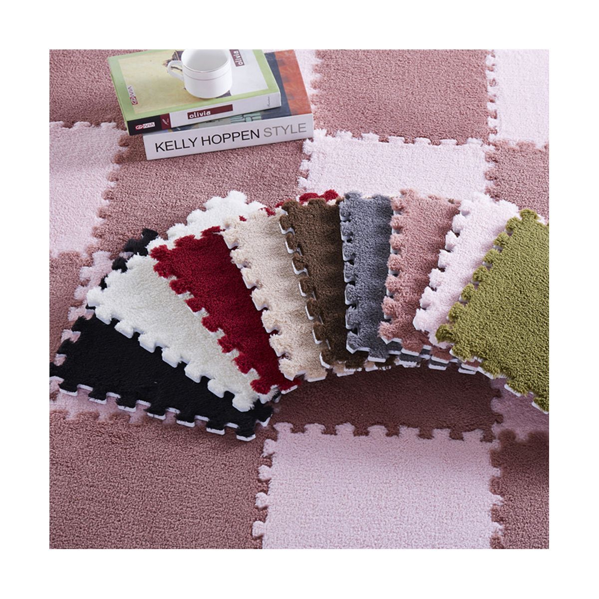 GRETAIL - Alfombra De Felpa Piso Decorativo Armable 30cm x 30cm Set 10unds Gris