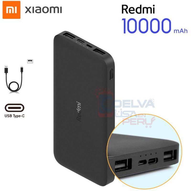 XIAOMI - Cargador portátil xiaomi redmi de 10000 mah power bank carga rápida