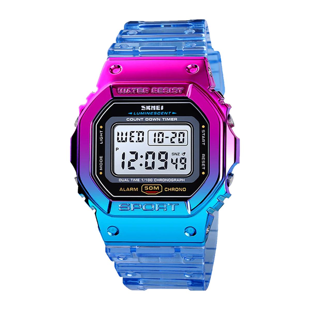 SKMEI - Reloj Skmei para Mujer Acuático 5bar con Luz Calendario Azul