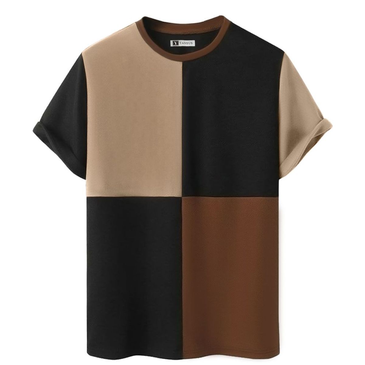 YANSUS - Polo Hombre Yansus Tricolor Beige Camello Negro