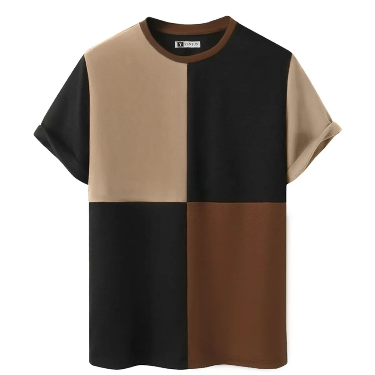 YANSUS - Polo Hombre Yansus Tricolor Beige Camello Negro