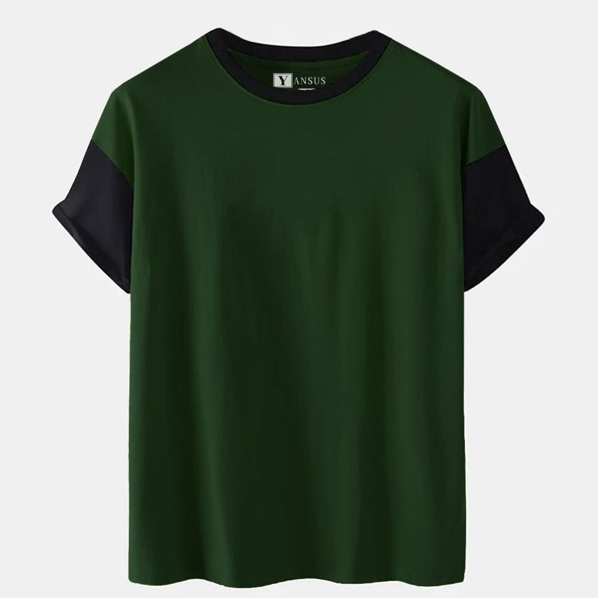 YANSUS - Polo Yansus Bicolor Verde Militar Y Negro Manga Corta