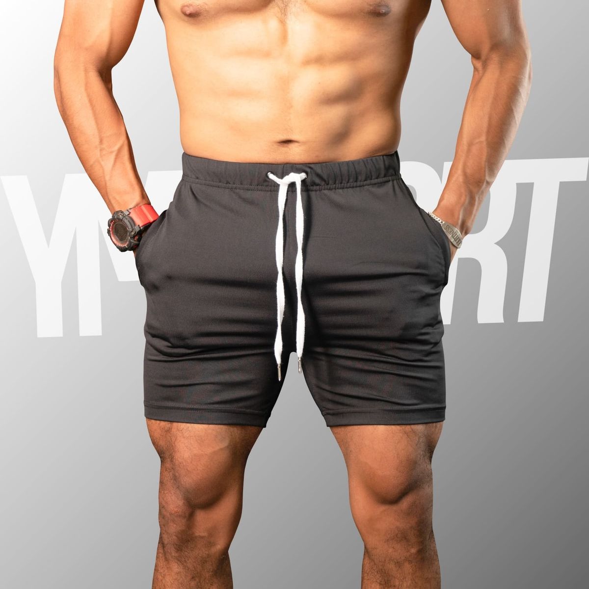 YML SPORT - Short de Entrenamiento Hombre - Short GYM Negro - YML SPORT