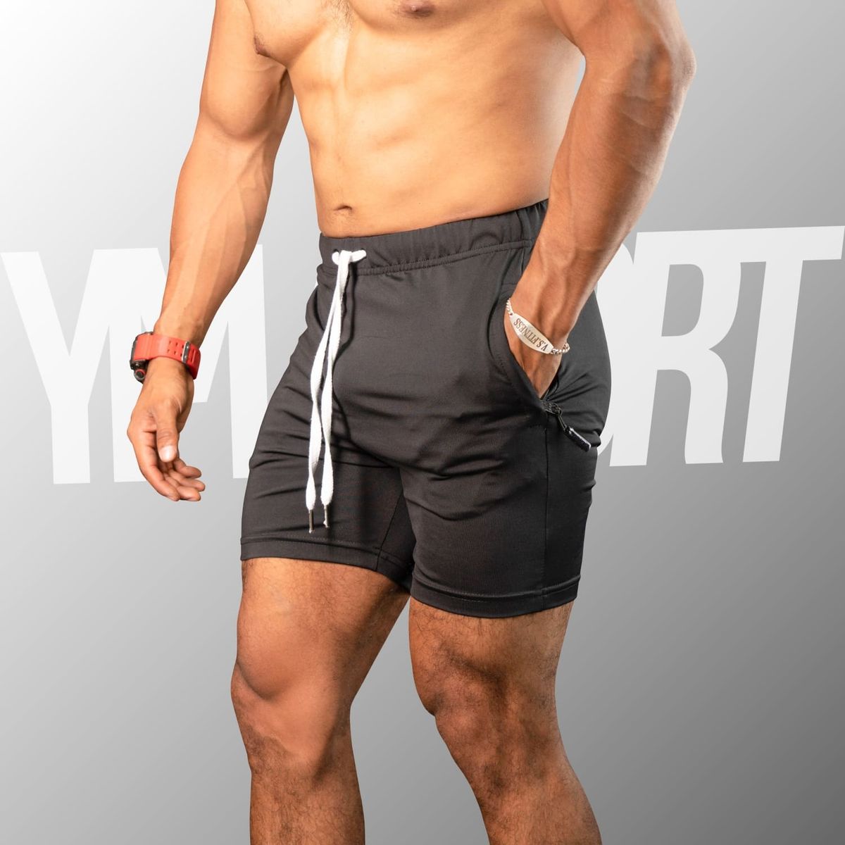 YML SPORT - Short de Entrenamiento Hombre - Short GYM Negro - YML SPORT