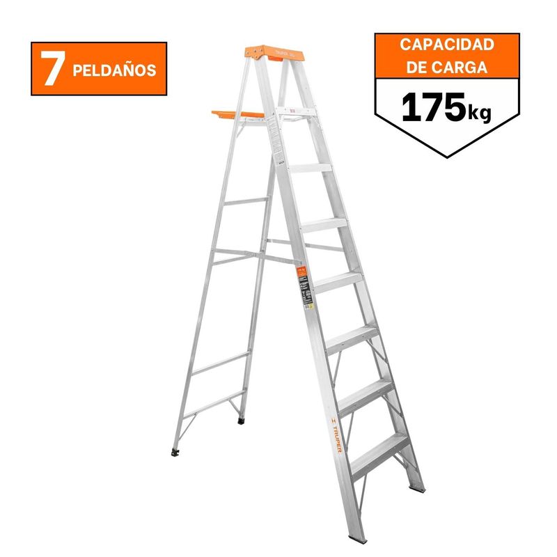 TRUPER - Escalera Tijera 7 Peldaños Capacidad De Carga 175 Kg Truper