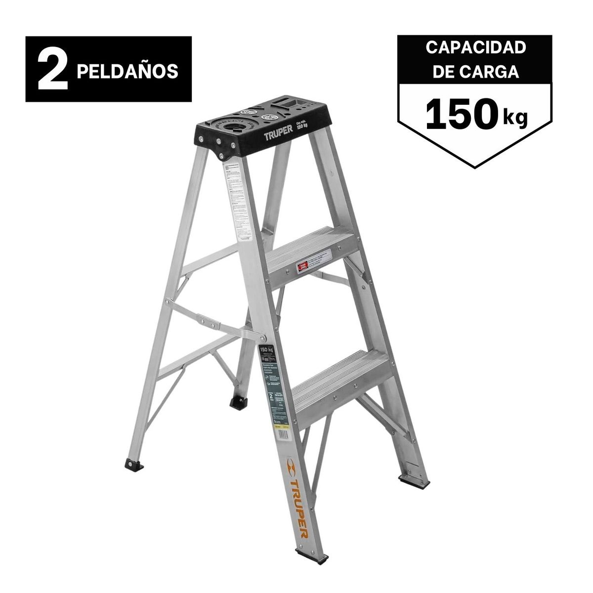 TRUPER - Escalera Tijera 2 Peldaños Capacidad De Carga 150 Kg Truper