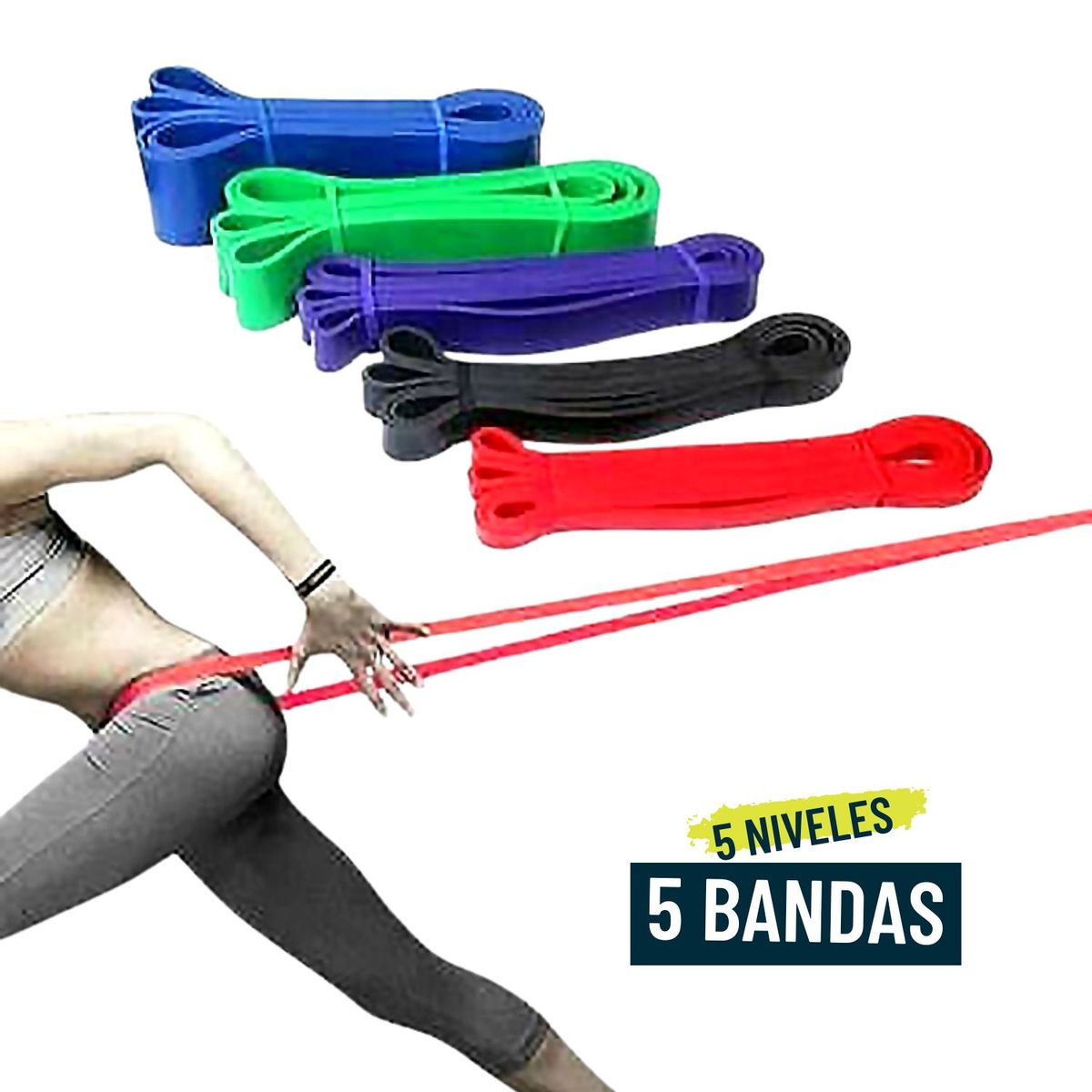 XTREME SPORT - Set x5 Bandas Largas de Resistencia Musculación