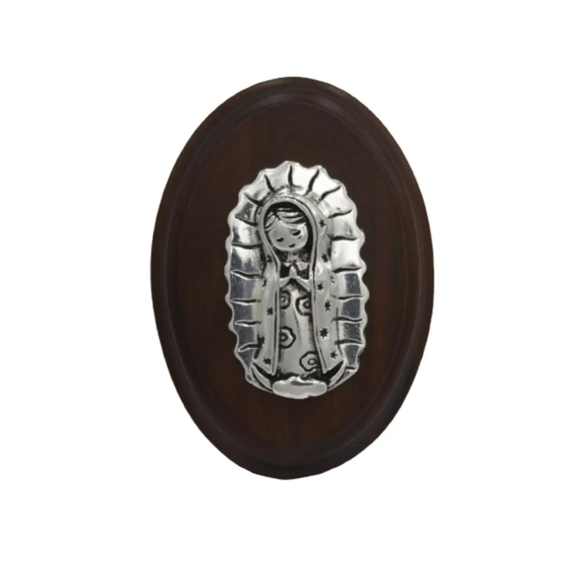 GENERICO - Medalla Oval 13cm Guadalupe - Plaqué y Madera