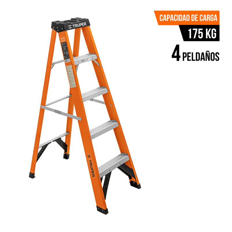 TRUPER - escalera fibra de vidrio tipo tijera 4 peldaños truper