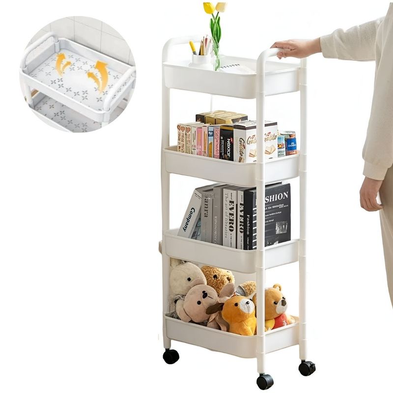 ELMEJORPRECIO - Estante Organizador Para Cocina Multiusos Con Asas Y 4 Niveles Blanco