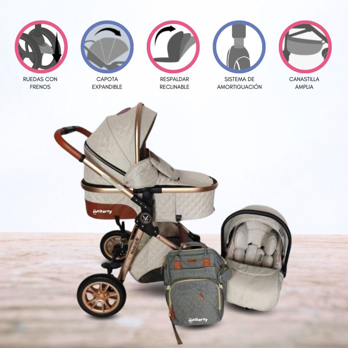 VOYAGE - Coche Travel System para Bebés «MADRID 4 EN 1» Beige