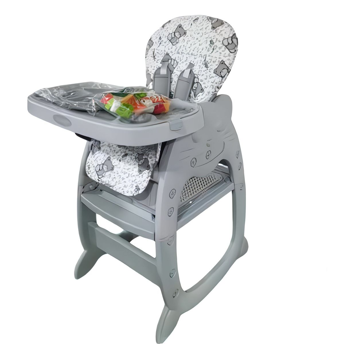 HI BABY - Silla Carpeta Hi Baby Gato 3 en 1 Gris con Plato y Lego