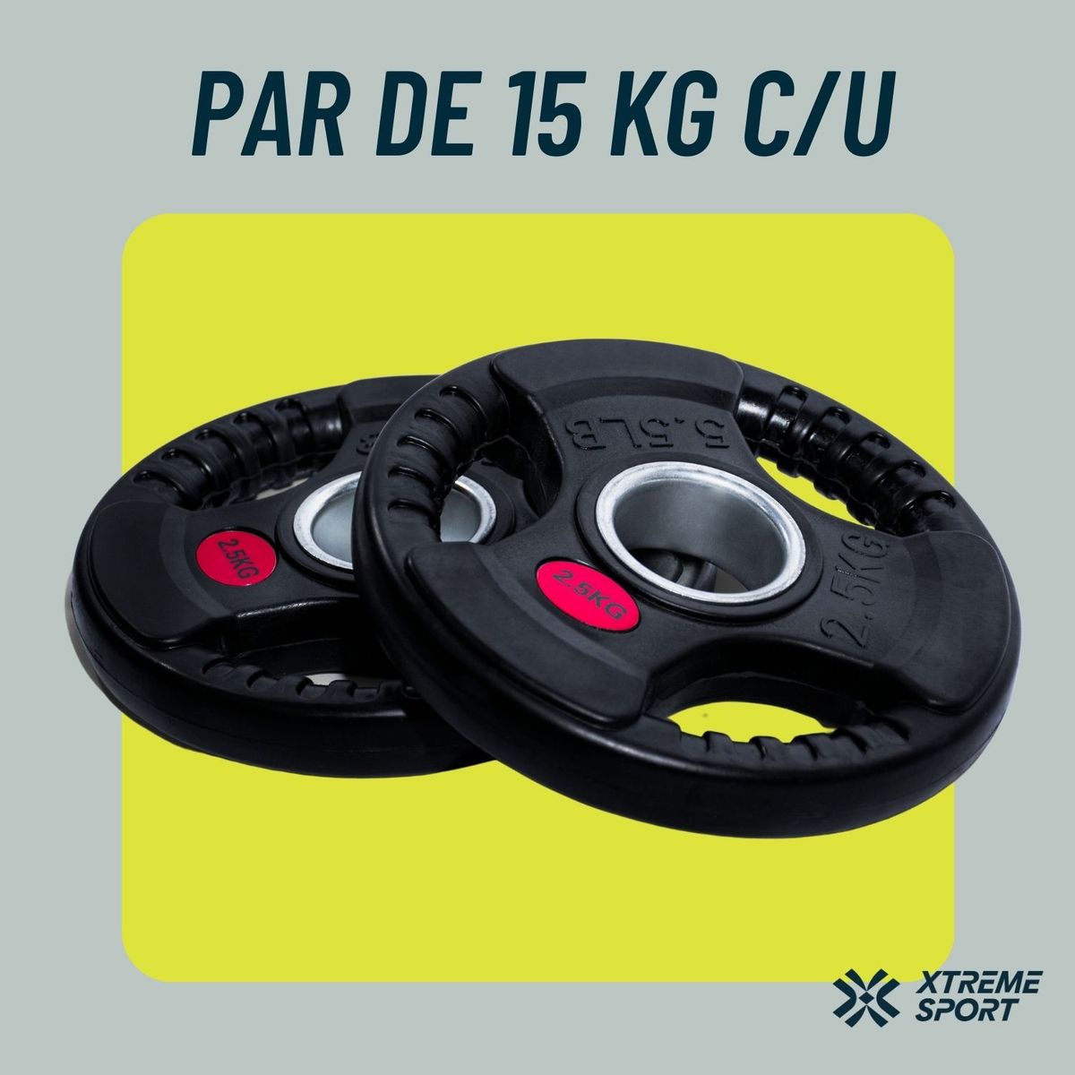 XTREME SPORT - Discos pesas Olímpicos 2.5kg x 2 acero/caucho