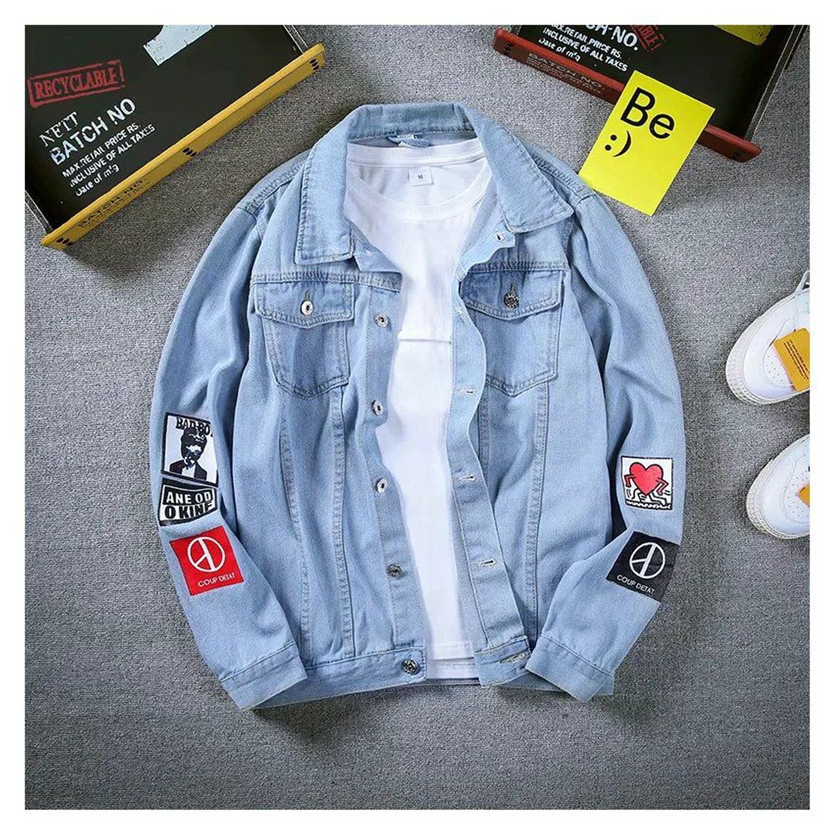 VATYERTY - Chaqueta de mezclilla vaquera vaquera para hombre-azul