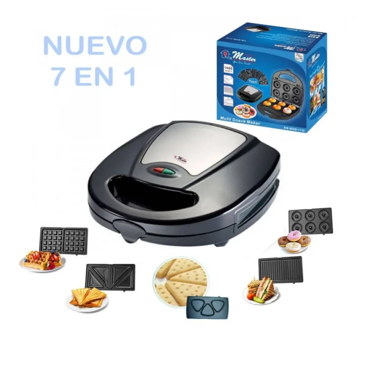 GENERICO - Waflera Sandwichera 7 en 1 Electro master 1000W