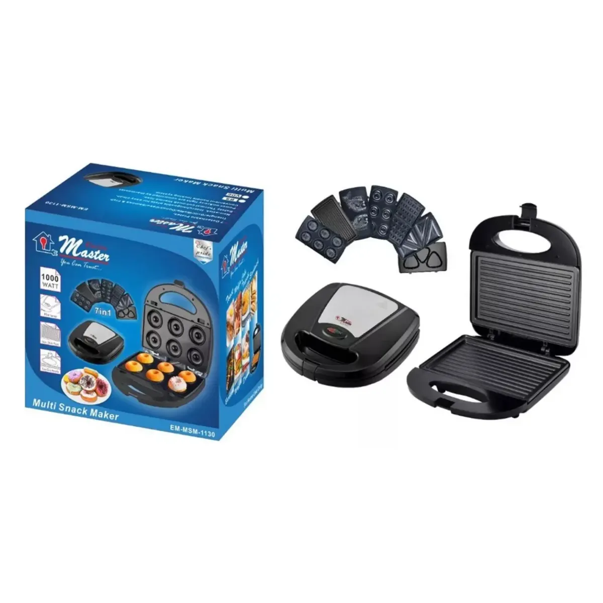 GENERICO - Waflera Sandwichera 7 en 1 Electro master 1000W