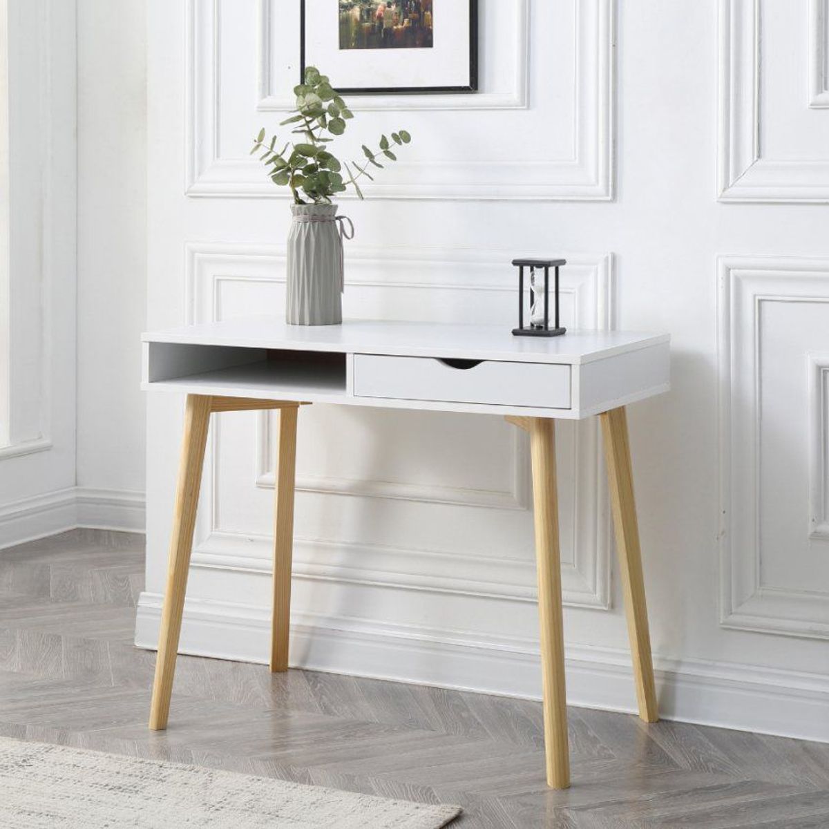 VENTITAS HOME - Escritorio Vintage Luna 1 Cajón Color Blanco
