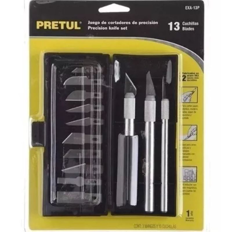 PRETUL - Cutter -juego De Exactos Hobby Con Estuche 13 Piezas Pretul