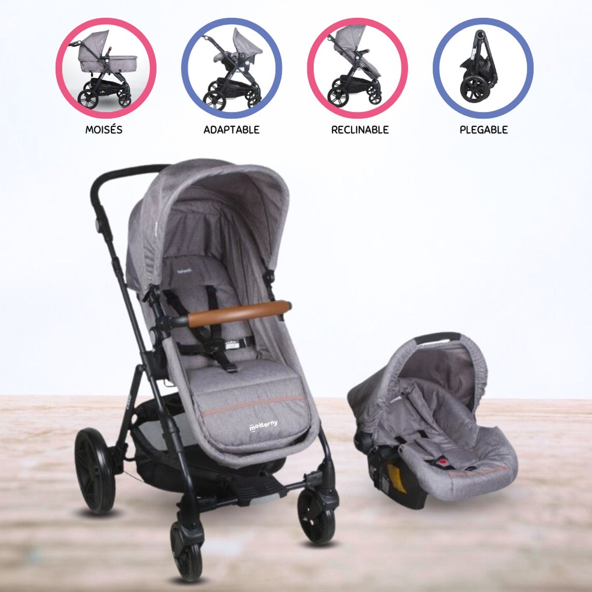 INFANTI - Coche Travel System para Bebé «CLOUD» Gray