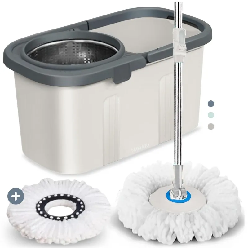 MINARI - Trapeador con Balde Escurridor 2Mopas T02V Color aleatorio