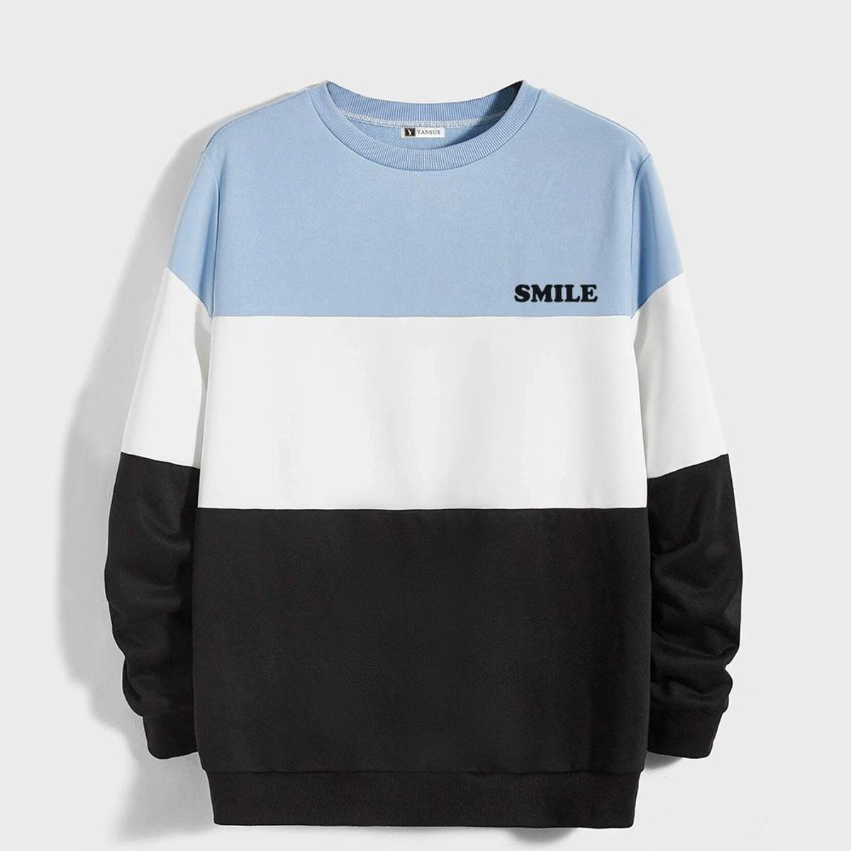 YANSUS - Polera Hombre Yansus Tricolor Celeste Negro Blanco