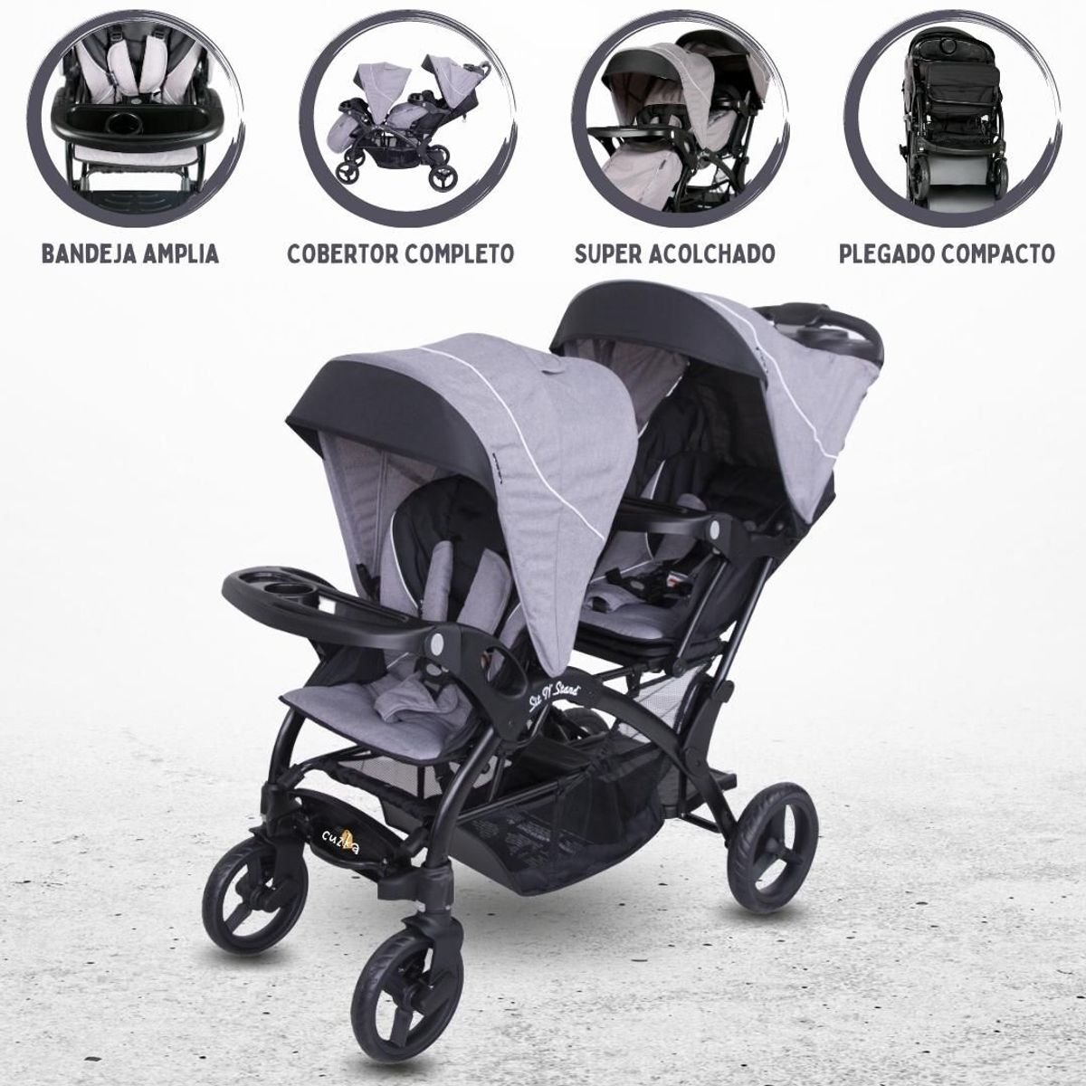 EBABY - Coche Cuna Mellicero para Bebé »DUO LANDER» GRAY