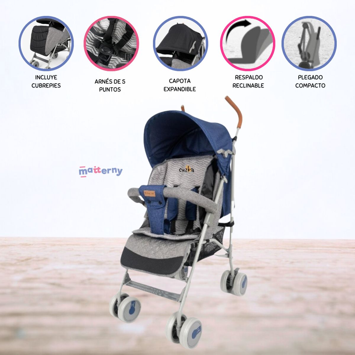 BABY HAPPY - Coche Bastón para Bebé Deportivo »SAMY» Blue
