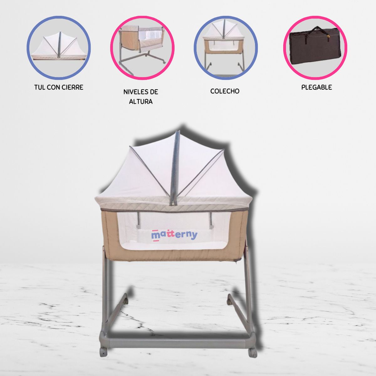 EBABY - Cuna Colecho para Bebés «MARION» Beige