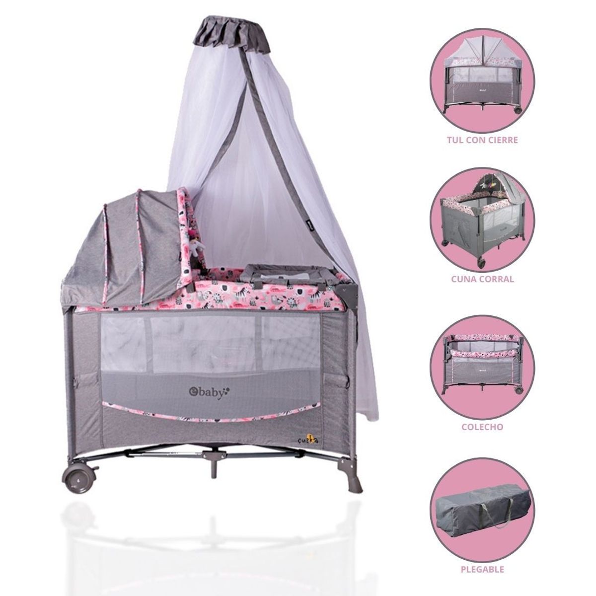 EBABY - Cuna Corral para Bebés «DACORA» Pink