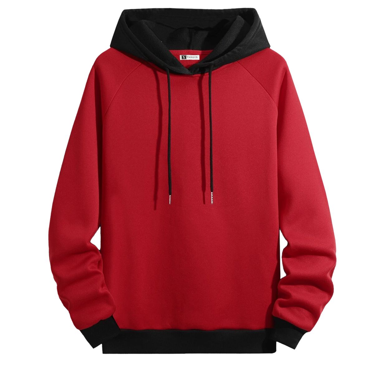 YANSUS - Polera Hombre Yansus Rojo Capucha Negro