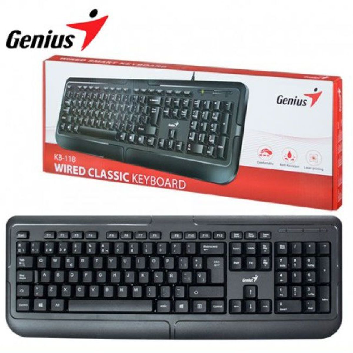 GENIUS - Teclado Genius Para Pc KB 118 usb Cableado Negro
