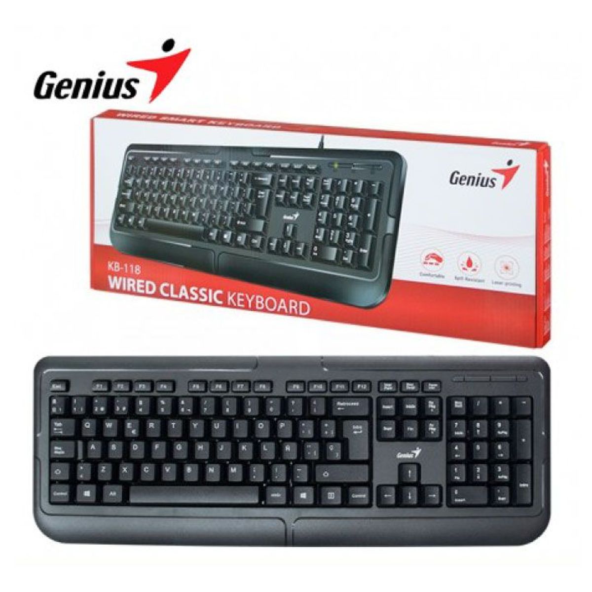 GENIUS - Teclado Genius Para Pc KB 118 usb Cableado Negro