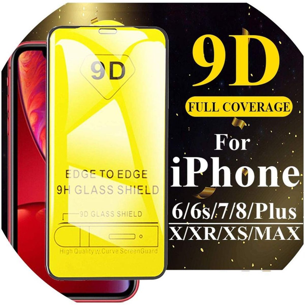 GENERICO - Iphone - mica vidrio 9d cubre toda la pantalla iphone xr