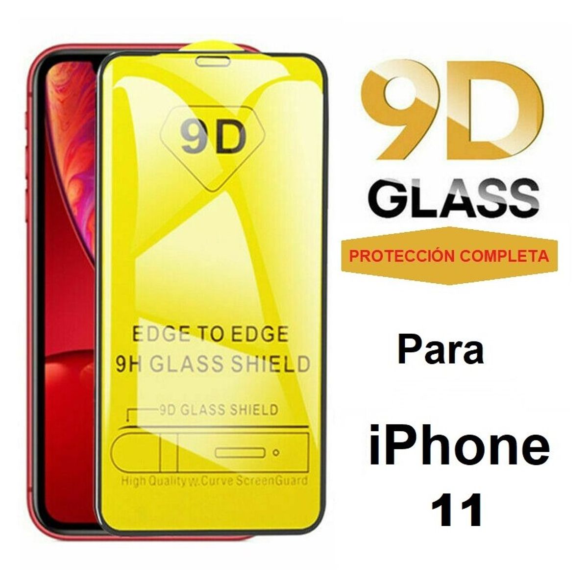 GENERICO - Iphone - mica vidrio 9d cubre toda la pantalla iphone 11
