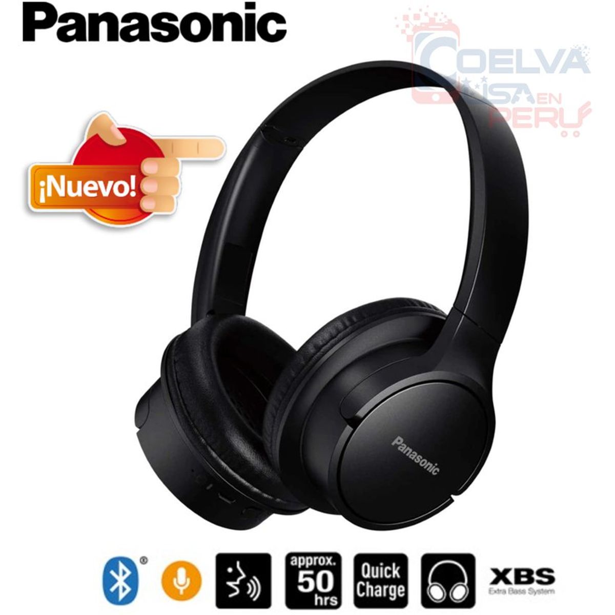 PANASONIC - Panasonic RB-HF520B Audífono Bluetooth con Micrófono Hasta 50 horas