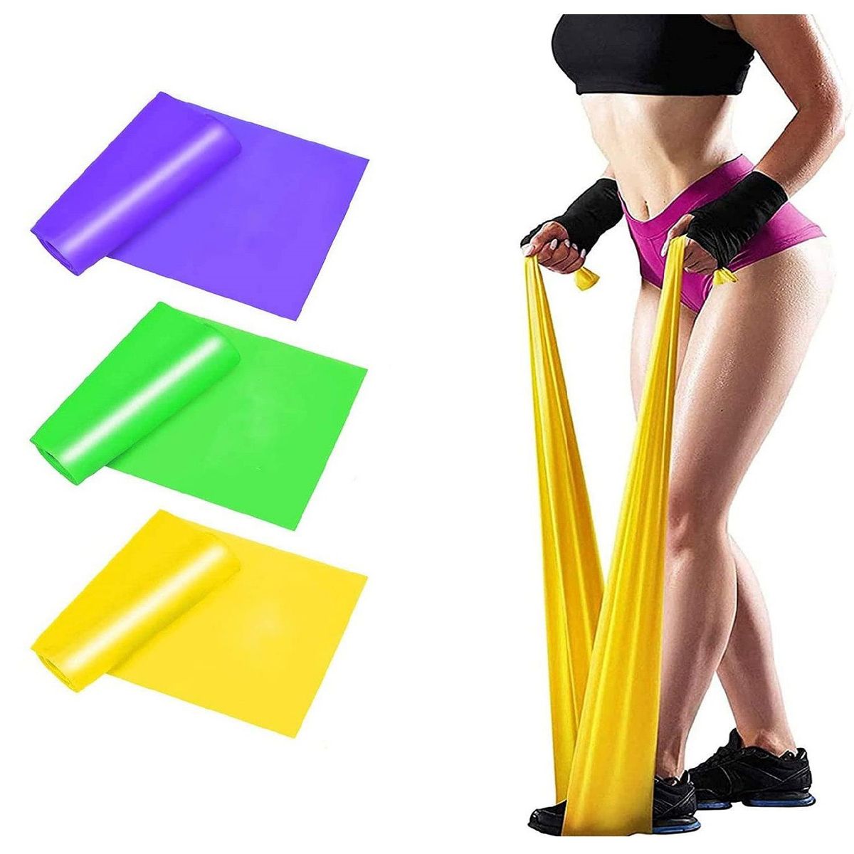 ALPHA GYM - Set de 3 Bandas elásticas abiertas por niveles para yoga