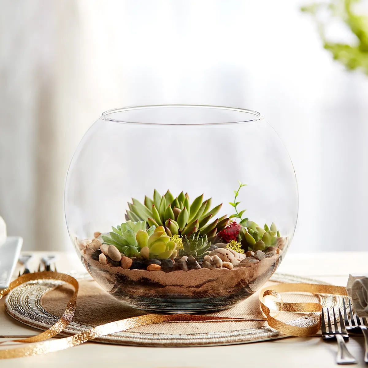 LIBBEY - Florero en Forma de Pecera 20.96 cm. x 25.4 cm
