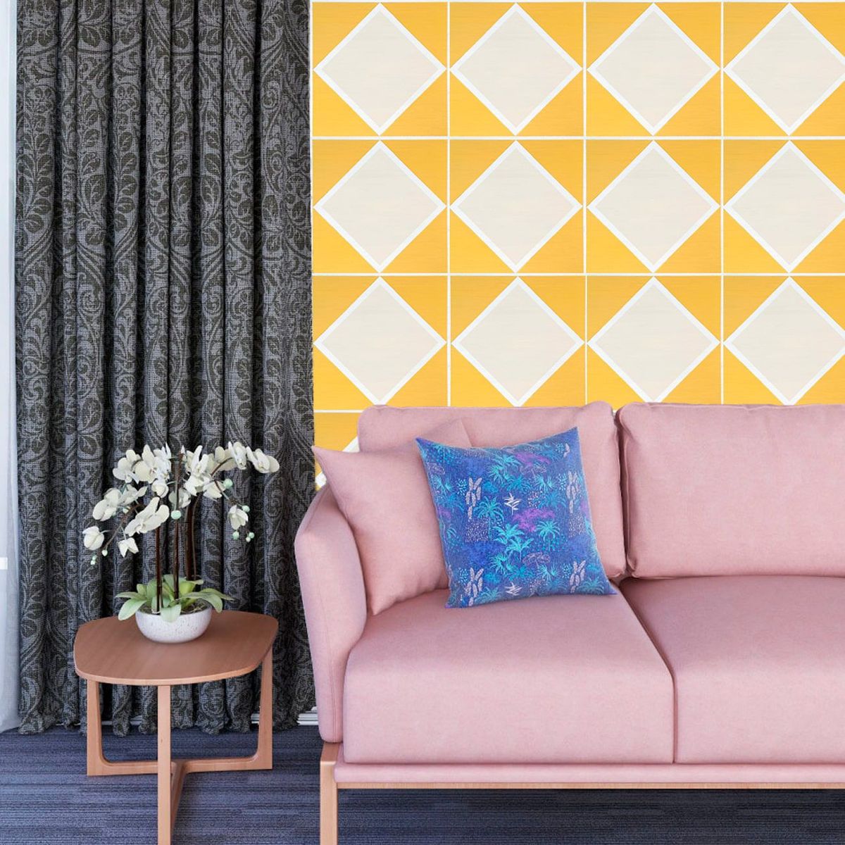 CONTACT - Láminas de Vinil para Piso o Pared Diamantes Amarillo 30 x 30 cm.