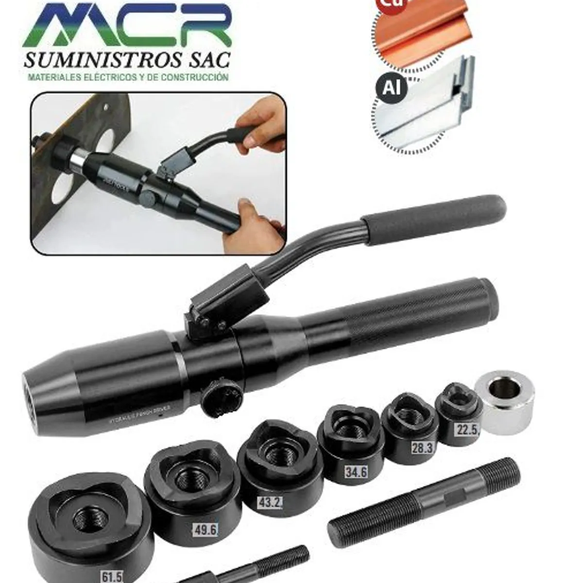 GENERICO - Sacabocado Hidraulico Perforador de agujeros 1/2 a 2 pulgadas