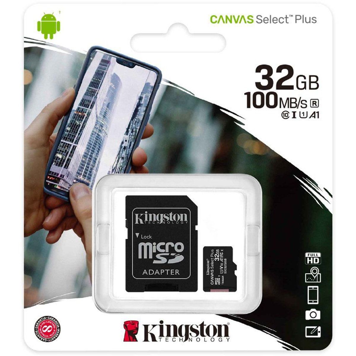 KINGSTON - Kingston tarjeta memoria microsd canvas select plus a1 100mb/s full hd 32gb
