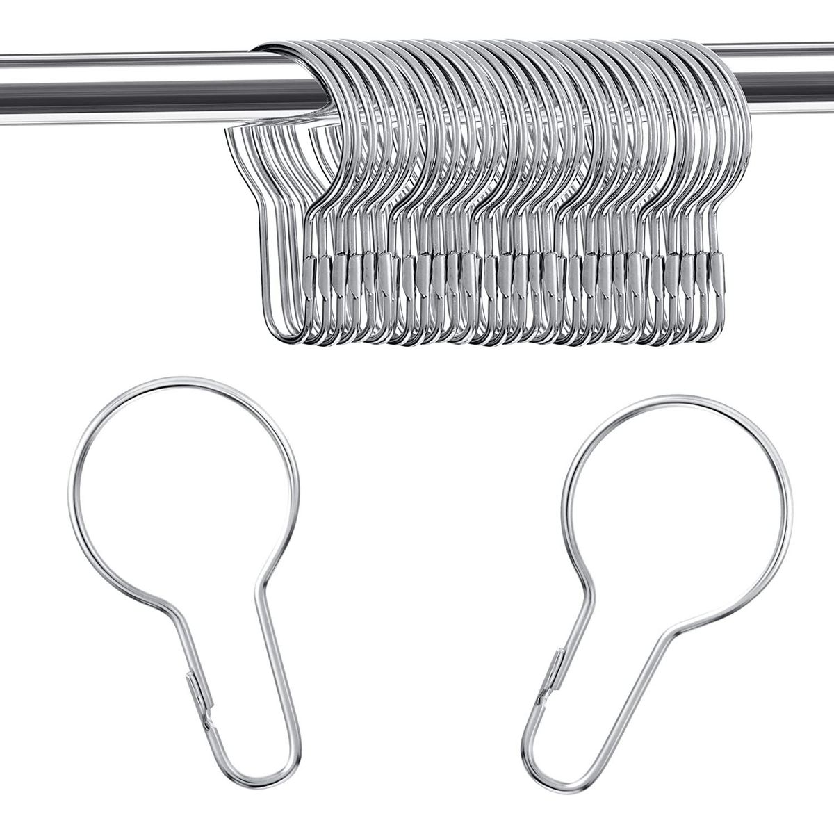 GENERICO - 100 Und. Gancho Tipo Pera Clips De Cortina Metal Sujetador