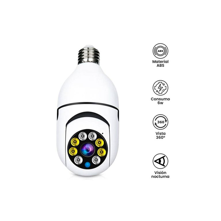 Foco Cámara de Seguridad Inteligente Con Vision Nocturna y Altavoz ...