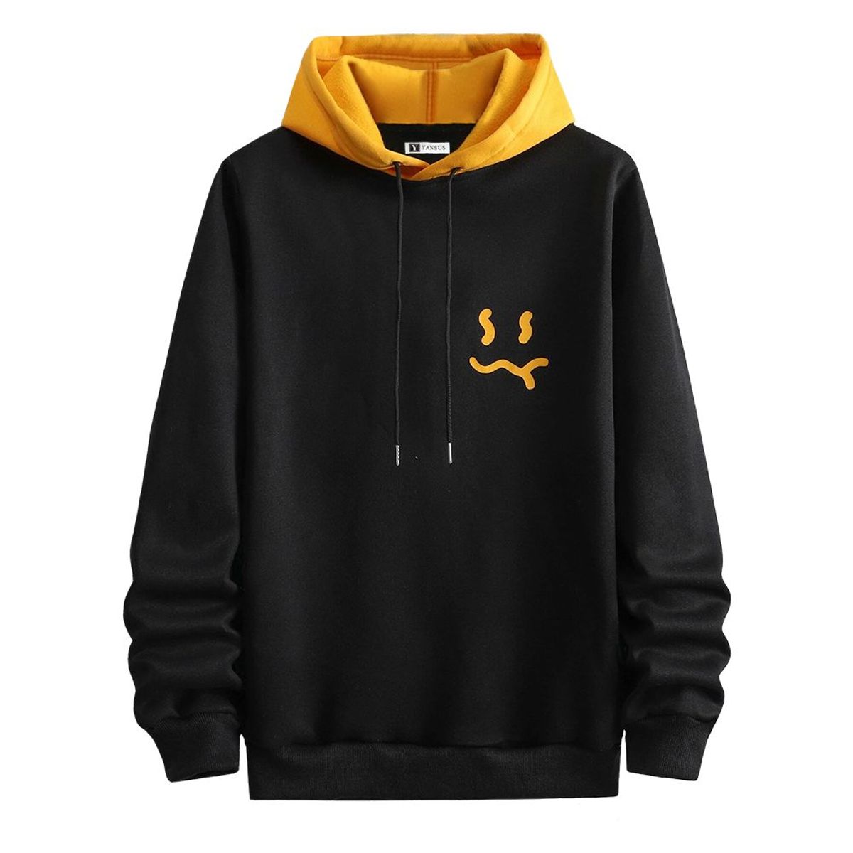 YANSUS - Polera Yansus Negro Con Capucha Y Estampado