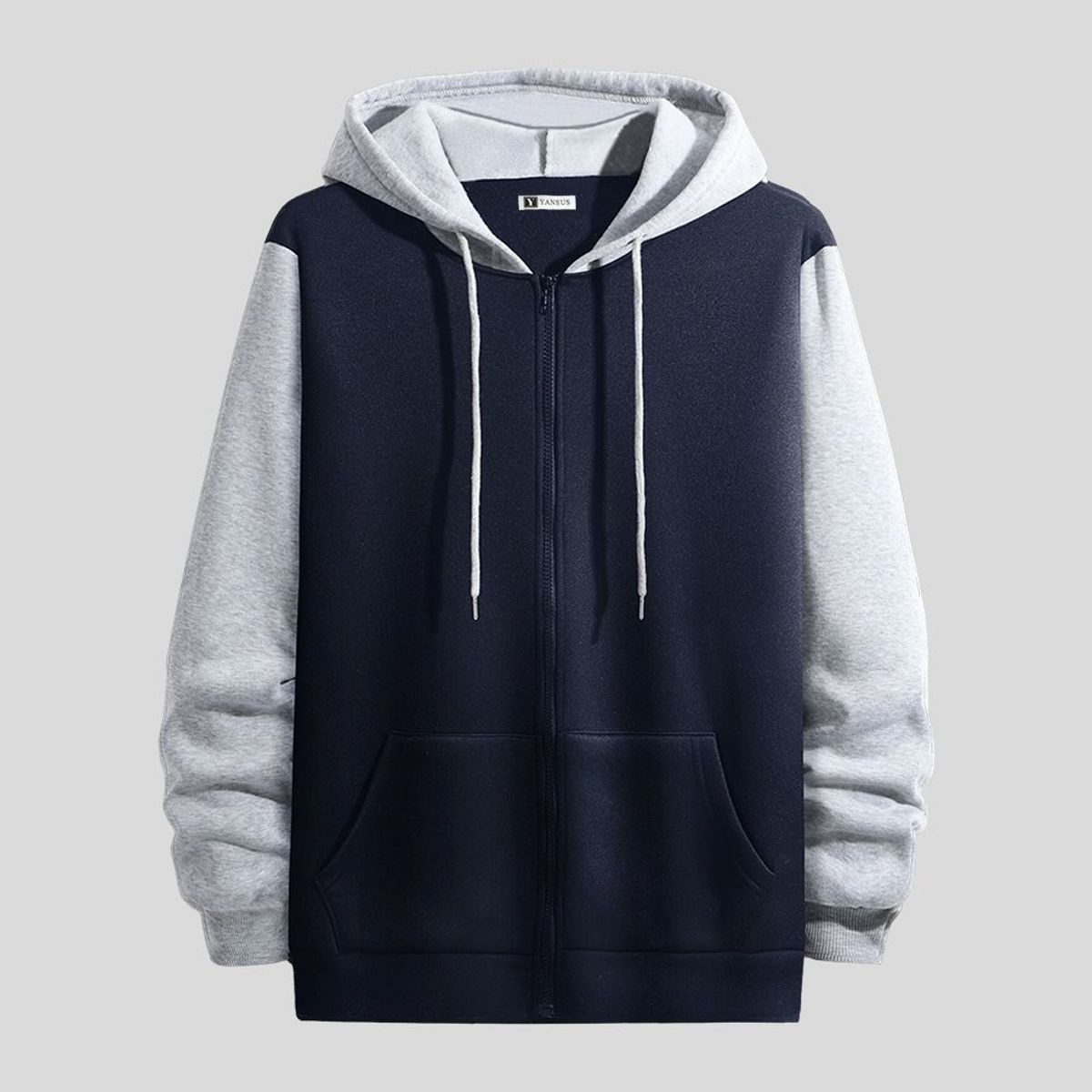 YANSUS - Polera Casaca Hombre Yansus Azul Marino Capucha melange