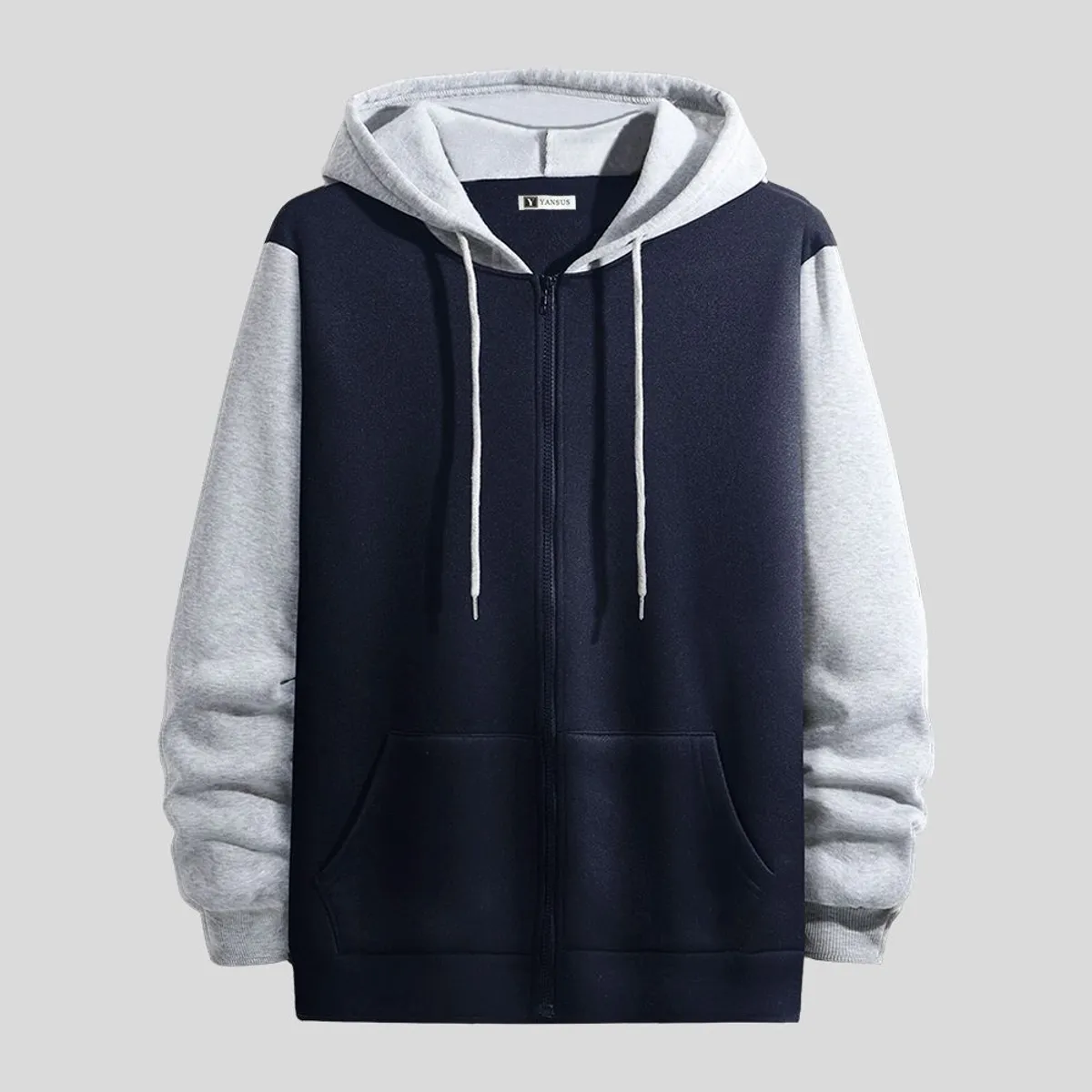 YANSUS - Polera Casaca Hombre Yansus Azul Marino Capucha melange