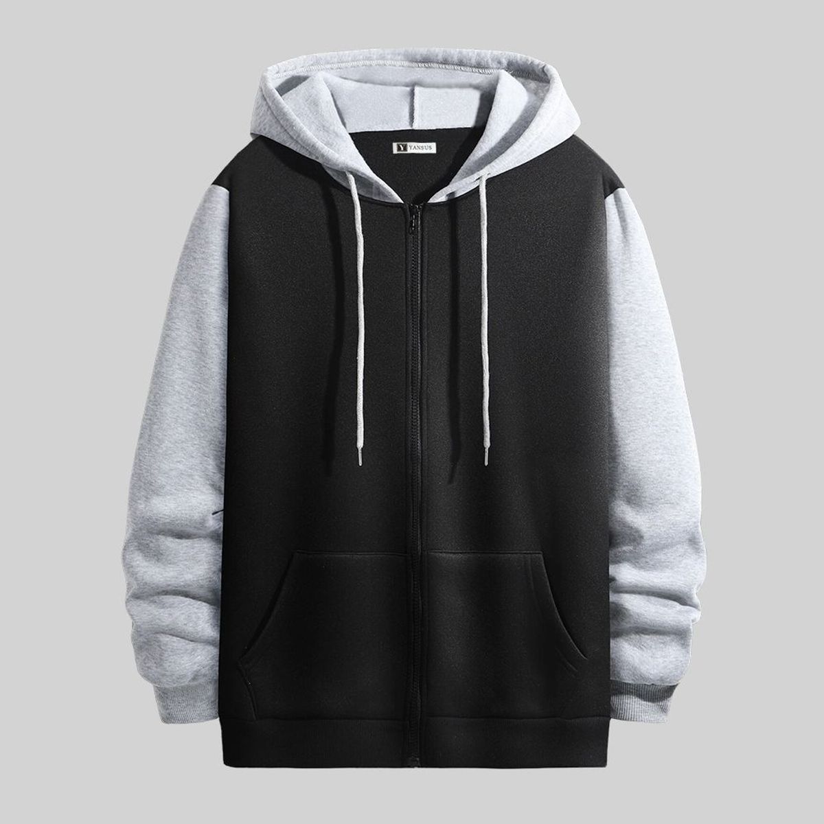 YANSUS - Polera Yansus Sudadera Con Capucha Y Cierre NegroGris