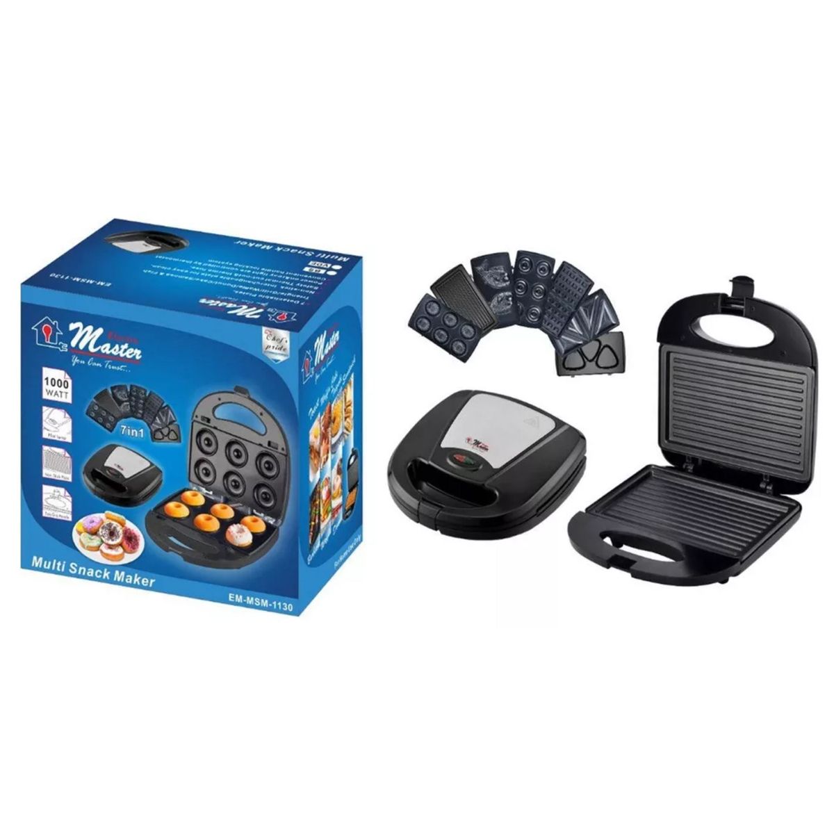 PREMIER - Waflera Sandwichera 7 en 1 Electromaster 1000 Watts