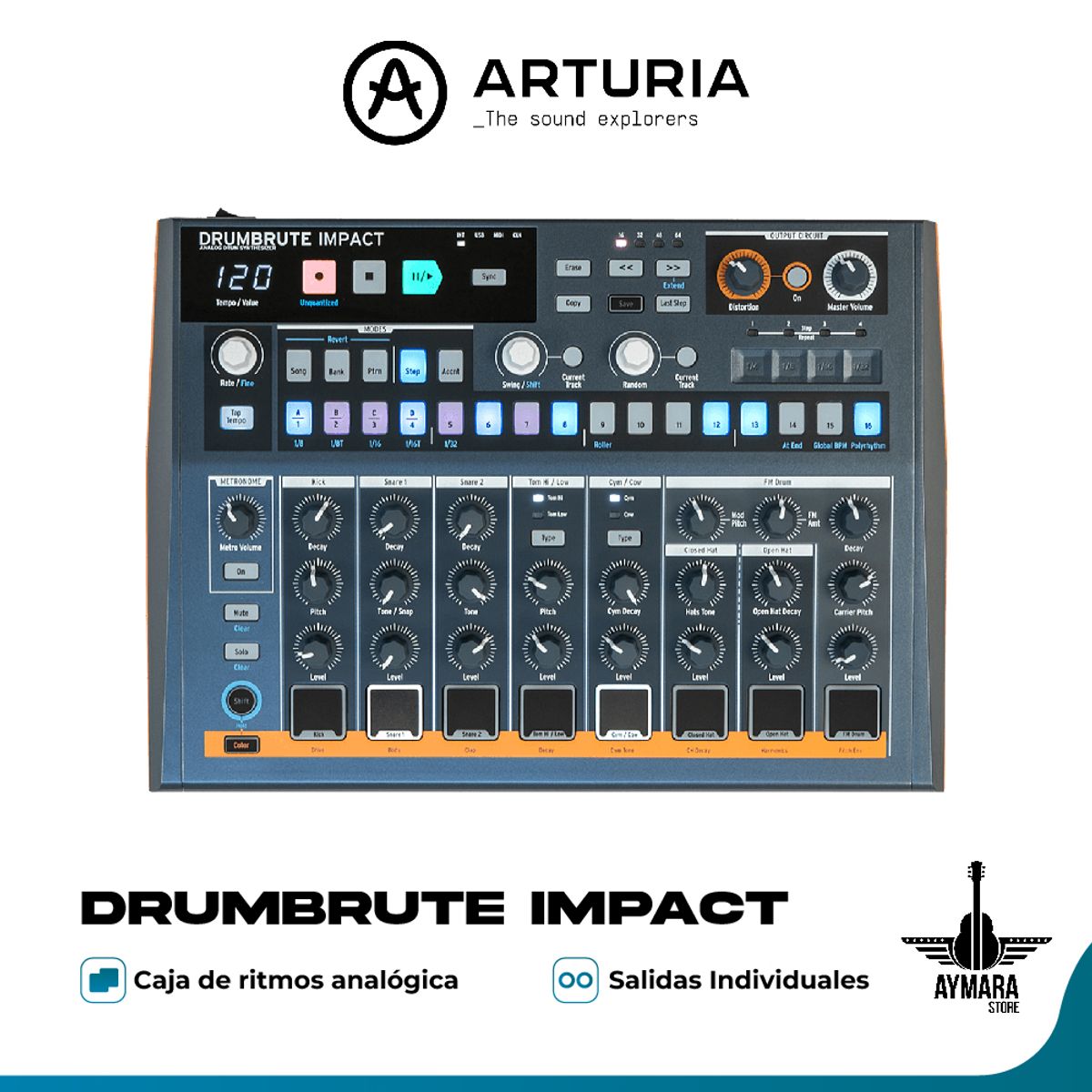 ARTURIA - ARTURIA DRUMBRUTE IMPACT CONTROLADOR MIDI