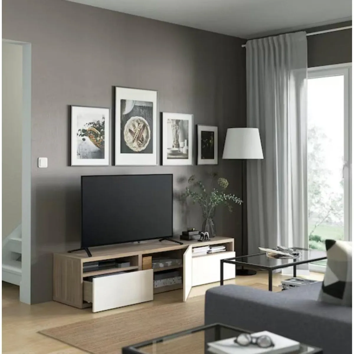 VENTITAS HOME - Mesa de TV Moderna 75 Mallini ventitas perú rovere y blanco
