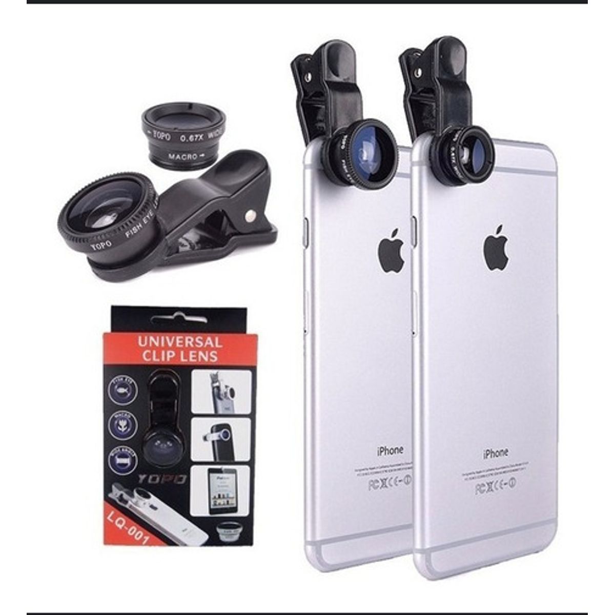 GENERICO - Kit 3 en 1 lente ojo de pez, gran  para iPhone/Samsung/Sony - azul